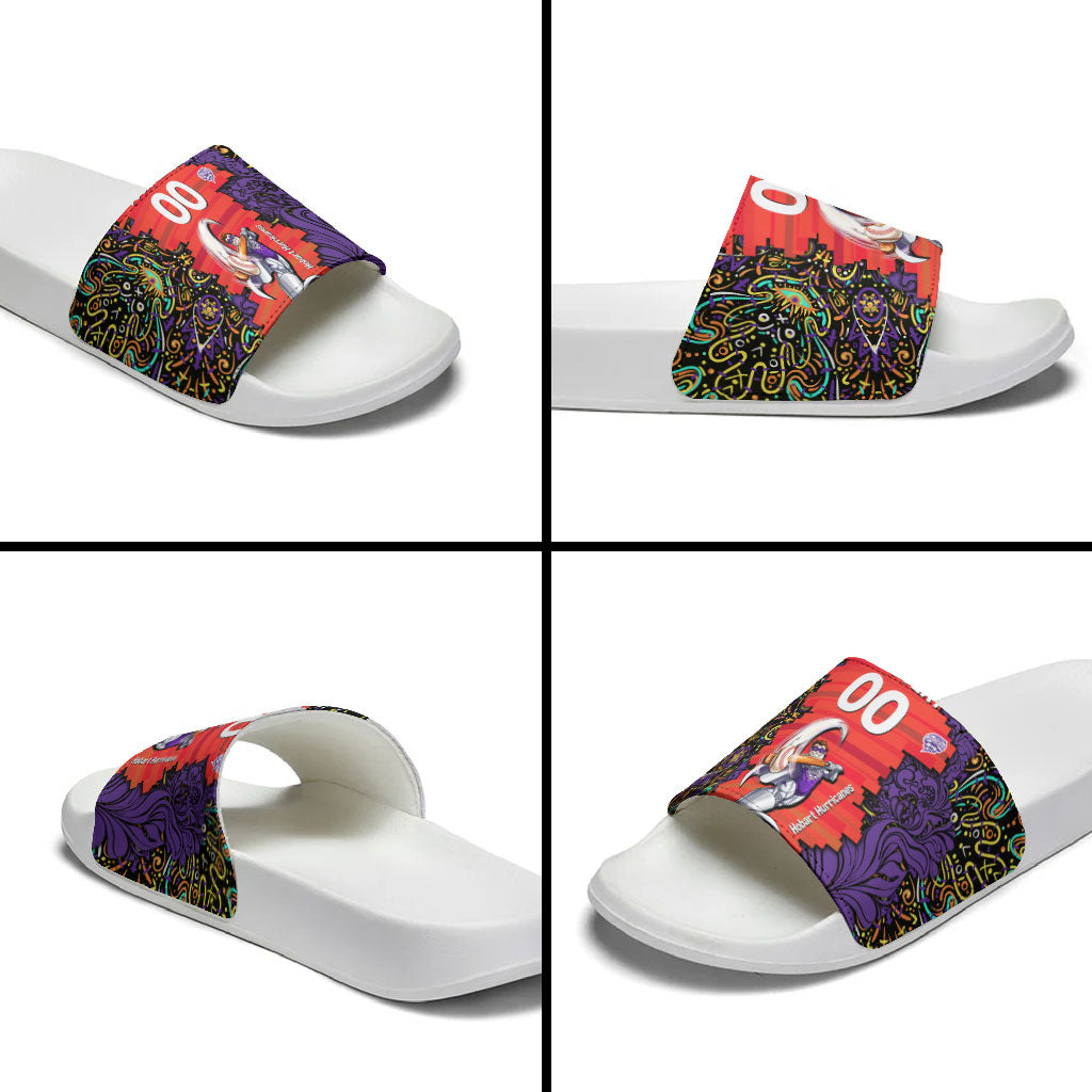 Personalized Hobart Hurricanes Cricket Slide Sandals Hippie Psychedelic Pattern Vibrant Mandala Art Style