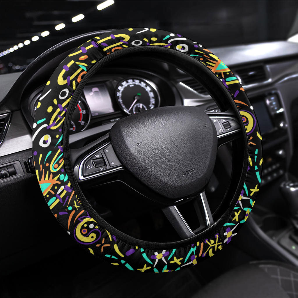 Hobart Hurricanes Cricket Steering Wheel Cover Hippie Psychedelic Pattern Vibrant Mandala Art Style