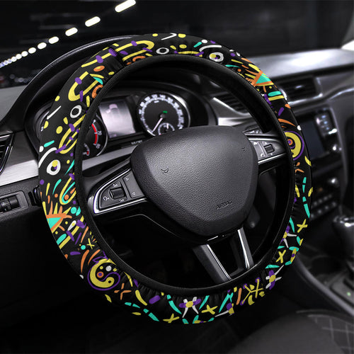 Hobart Hurricanes Cricket Steering Wheel Cover Hippie Psychedelic Pattern Vibrant Mandala Art Style