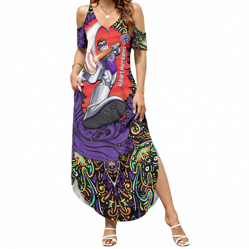 Personalized Hobart Hurricanes Cricket Summer Maxi Dress Hippie Psychedelic Pattern Vibrant Mandala Art Style