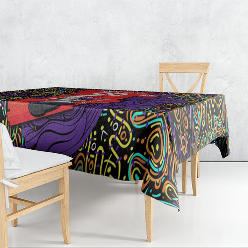 Personalized Hobart Hurricanes Cricket Tablecloth Hippie Psychedelic Pattern Vibrant Mandala Art Style