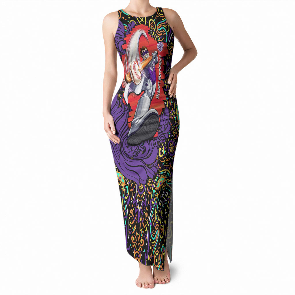 Personalized Hobart Hurricanes Cricket Tank Maxi Dress Hippie Psychedelic Pattern Vibrant Mandala Art Style