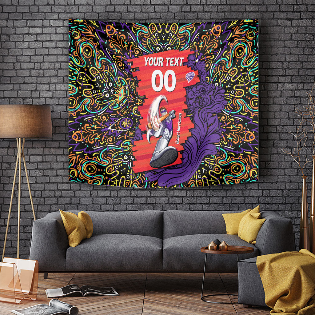 Personalized Hobart Hurricanes Cricket Tapestry Hippie Psychedelic Pattern Vibrant Mandala Art Style