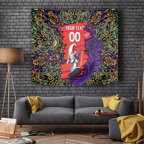Personalized Hobart Hurricanes Cricket Tapestry Hippie Psychedelic Pattern Vibrant Mandala Art Style
