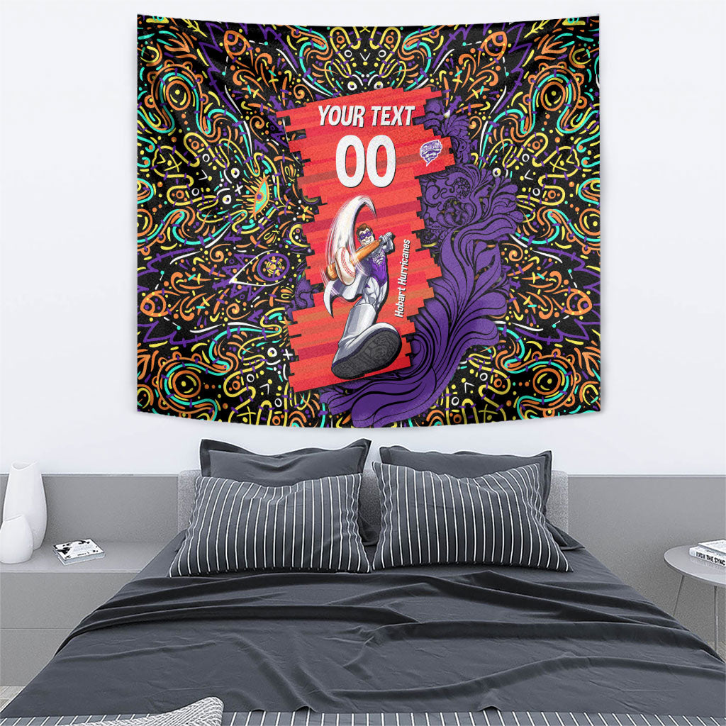 Personalized Hobart Hurricanes Cricket Tapestry Hippie Psychedelic Pattern Vibrant Mandala Art Style