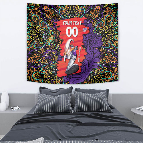 Personalized Hobart Hurricanes Cricket Tapestry Hippie Psychedelic Pattern Vibrant Mandala Art Style