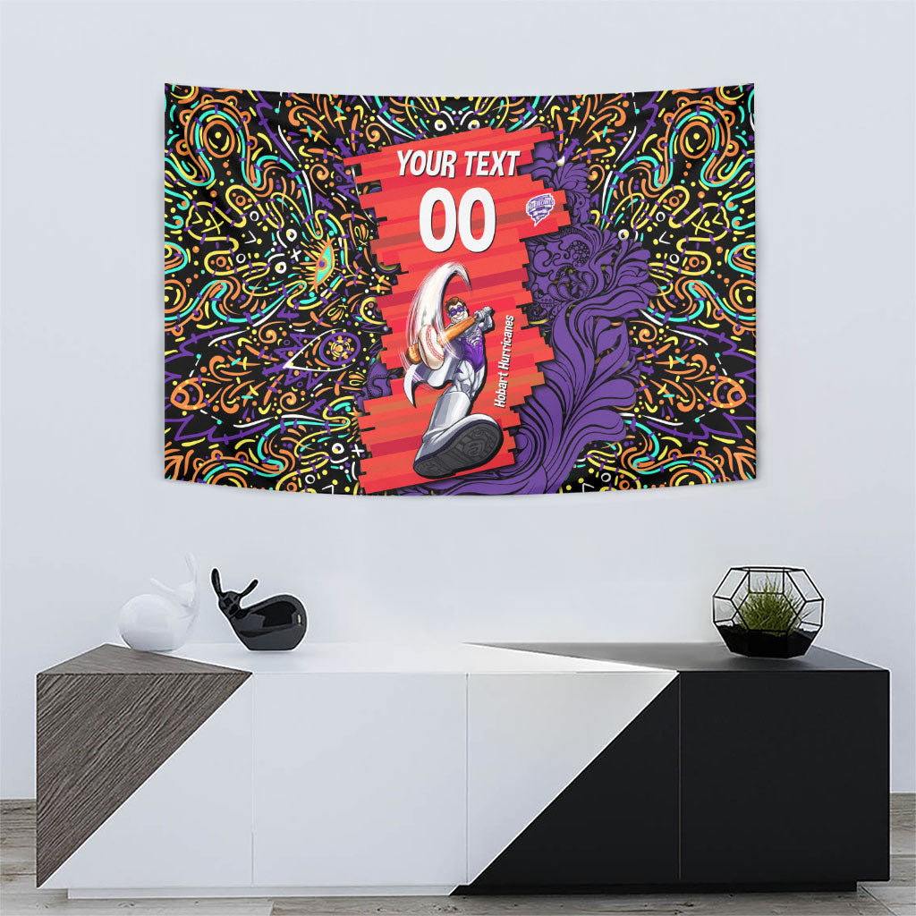 Personalized Hobart Hurricanes Cricket Tapestry Hippie Psychedelic Pattern Vibrant Mandala Art Style