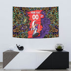 Personalized Hobart Hurricanes Cricket Tapestry Hippie Psychedelic Pattern Vibrant Mandala Art Style