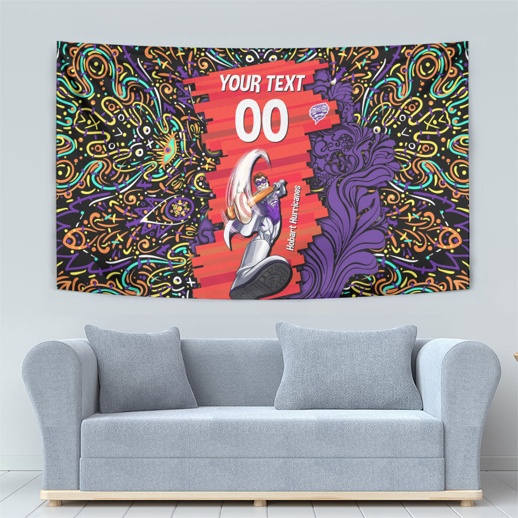 Personalized Hobart Hurricanes Cricket Tapestry Hippie Psychedelic Pattern Vibrant Mandala Art Style