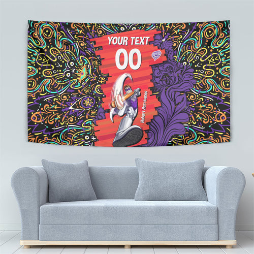 Personalized Hobart Hurricanes Cricket Tapestry Hippie Psychedelic Pattern Vibrant Mandala Art Style