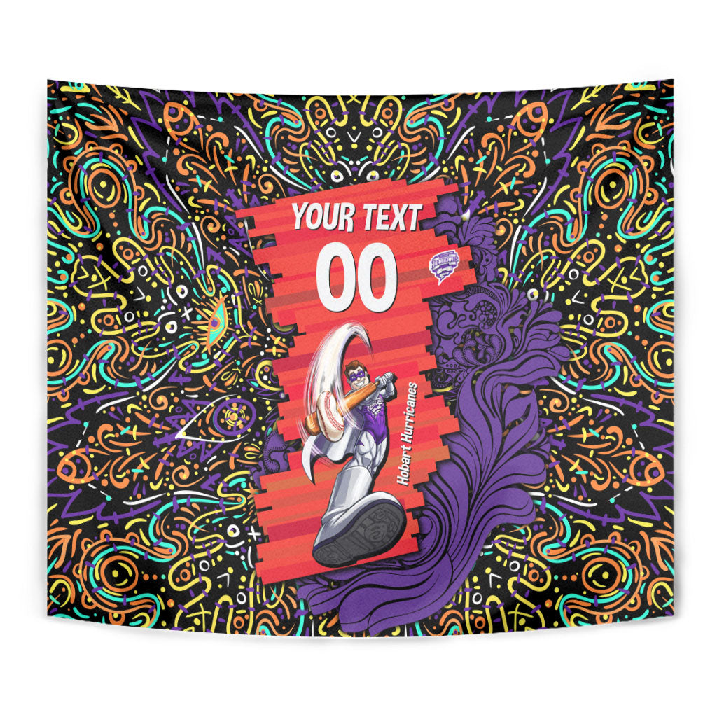 Personalized Hobart Hurricanes Cricket Tapestry Hippie Psychedelic Pattern Vibrant Mandala Art Style