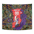 Personalized Hobart Hurricanes Cricket Tapestry Hippie Psychedelic Pattern Vibrant Mandala Art Style