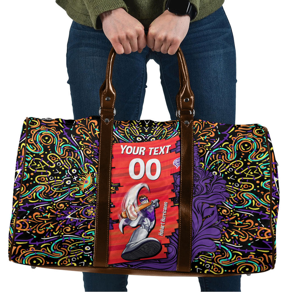 Personalized Hobart Hurricanes Cricket Travel Bag Hippie Psychedelic Pattern Vibrant Mandala Art Style