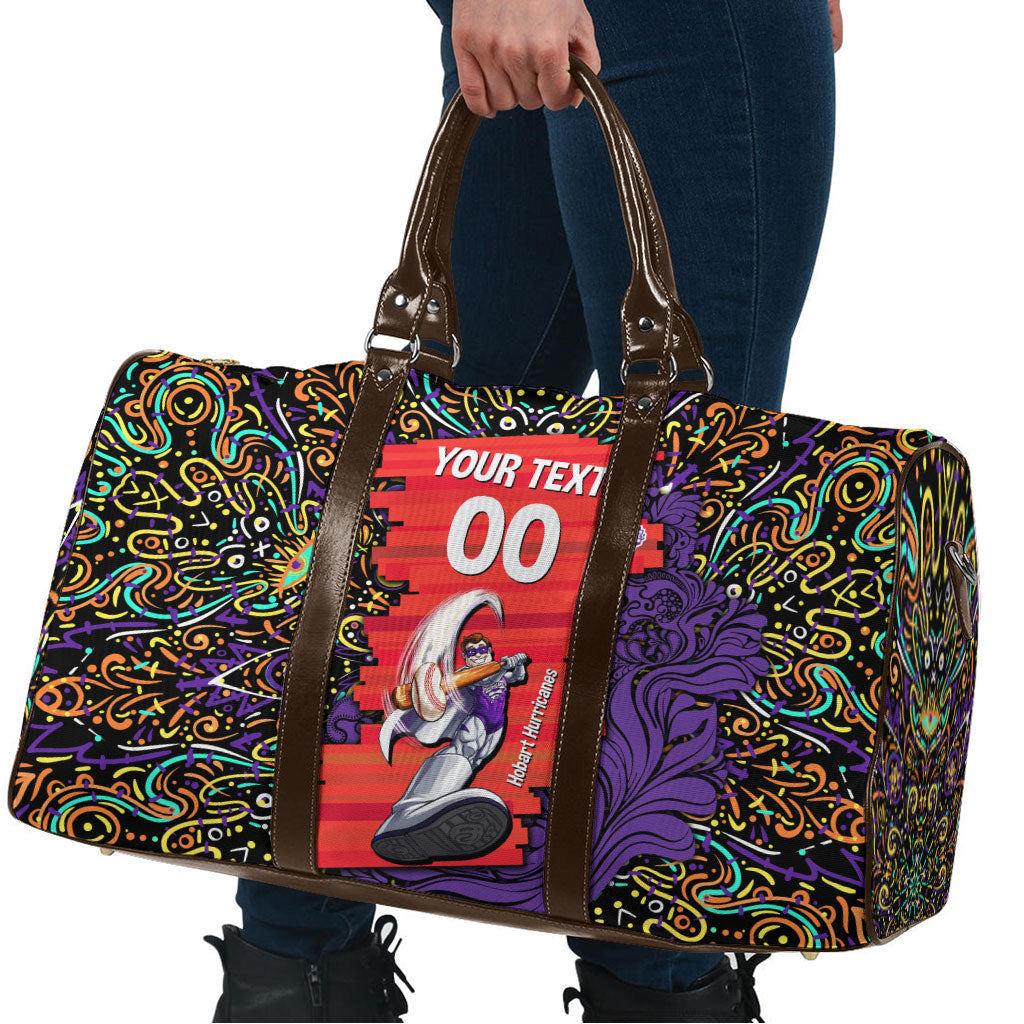 Personalized Hobart Hurricanes Cricket Travel Bag Hippie Psychedelic Pattern Vibrant Mandala Art Style