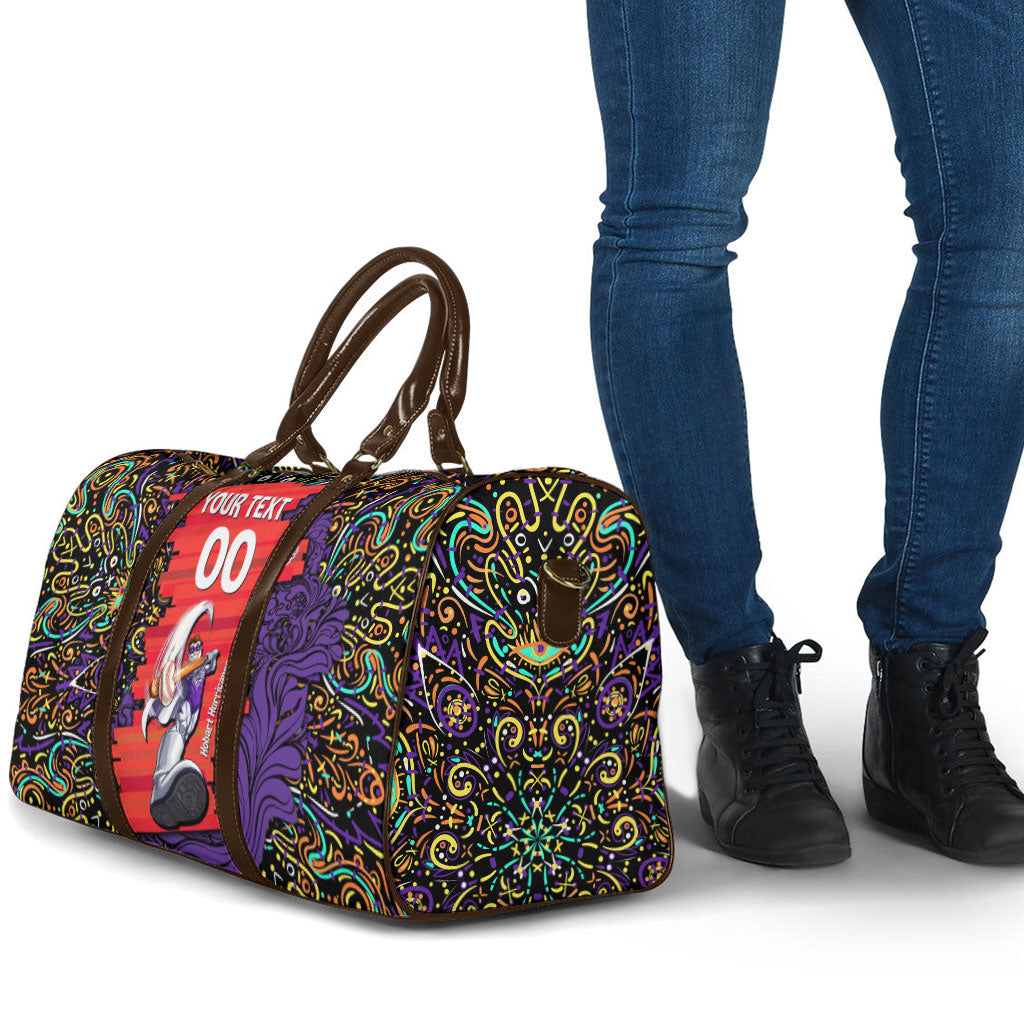 Personalized Hobart Hurricanes Cricket Travel Bag Hippie Psychedelic Pattern Vibrant Mandala Art Style