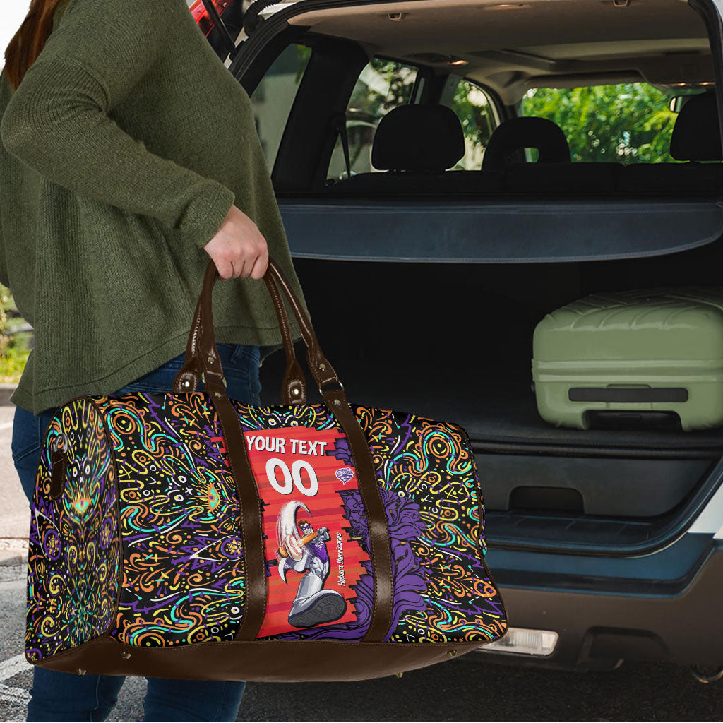 Personalized Hobart Hurricanes Cricket Travel Bag Hippie Psychedelic Pattern Vibrant Mandala Art Style
