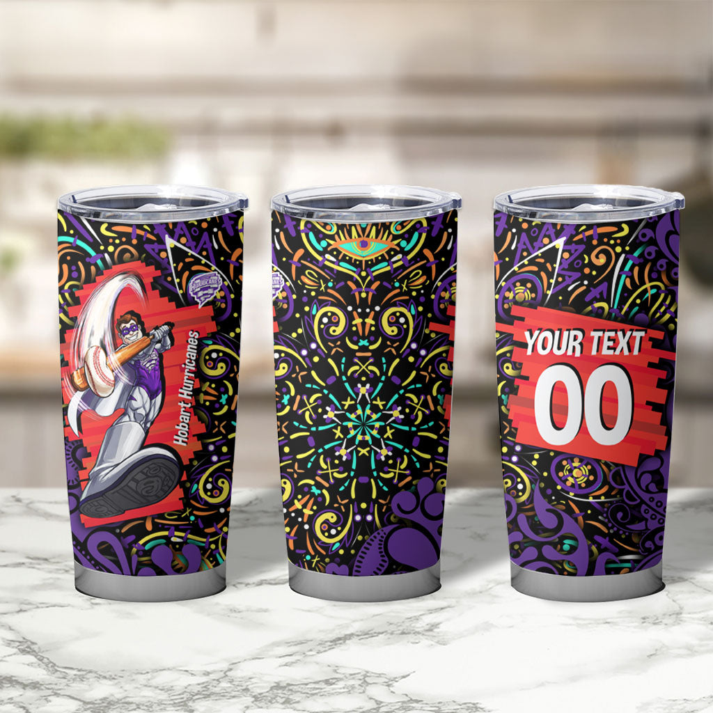 Personalized Hobart Hurricanes Cricket Tumbler Cup Hippie Psychedelic Pattern Vibrant Mandala Art Style