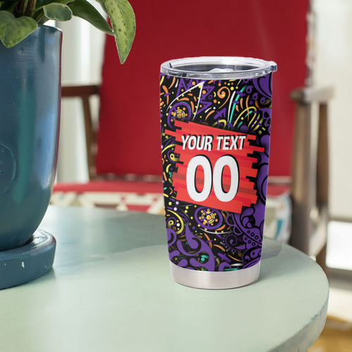 Personalized Hobart Hurricanes Cricket Tumbler Cup Hippie Psychedelic Pattern Vibrant Mandala Art Style