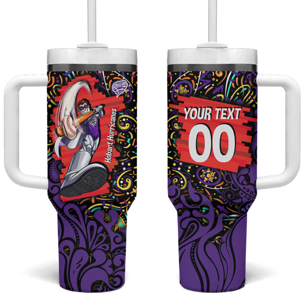 Personalized Hobart Hurricanes Cricket Tumbler With Handle Hippie Psychedelic Pattern Vibrant Mandala Art Style