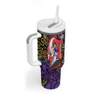Personalized Hobart Hurricanes Cricket Tumbler With Handle Hippie Psychedelic Pattern Vibrant Mandala Art Style