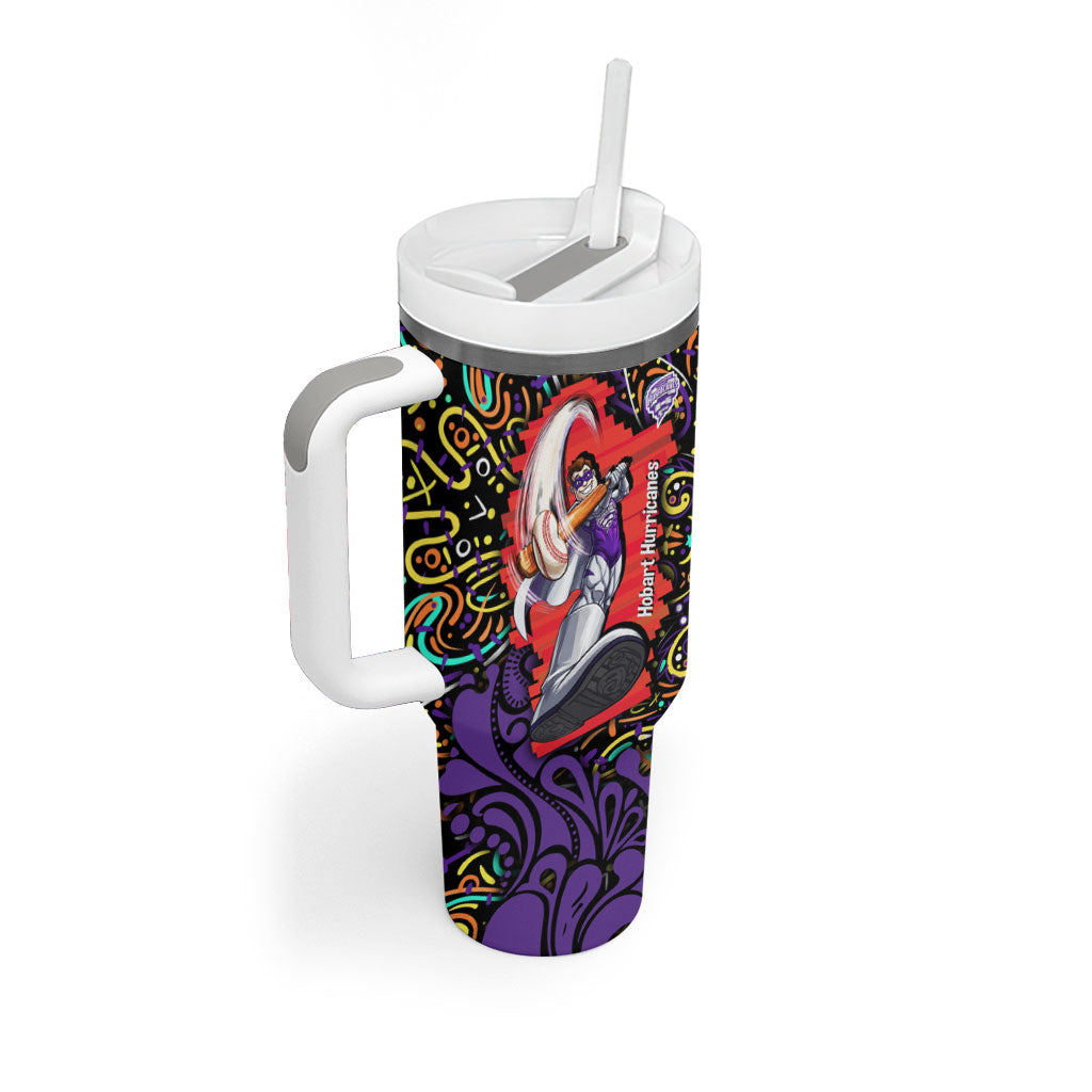 Personalized Hobart Hurricanes Cricket Tumbler With Handle Hippie Psychedelic Pattern Vibrant Mandala Art Style