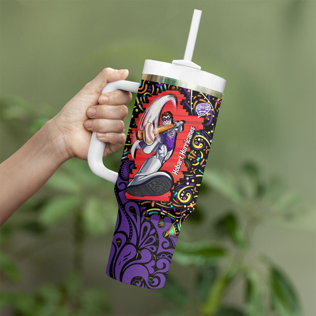 Personalized Hobart Hurricanes Cricket Tumbler With Handle Hippie Psychedelic Pattern Vibrant Mandala Art Style
