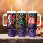 Personalized Hobart Hurricanes Cricket Tumbler With Handle Hippie Psychedelic Pattern Vibrant Mandala Art Style