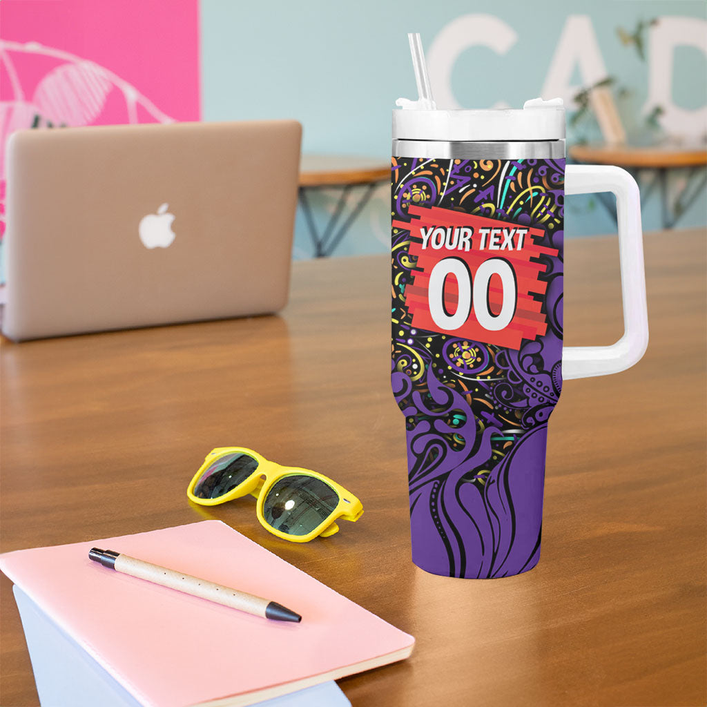 Personalized Hobart Hurricanes Cricket Tumbler With Handle Hippie Psychedelic Pattern Vibrant Mandala Art Style