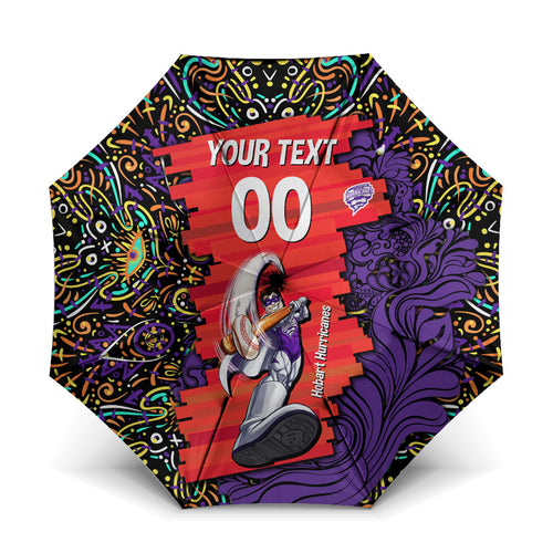 Personalized Hobart Hurricanes Cricket Umbrella Hippie Psychedelic Pattern Vibrant Mandala Art Style