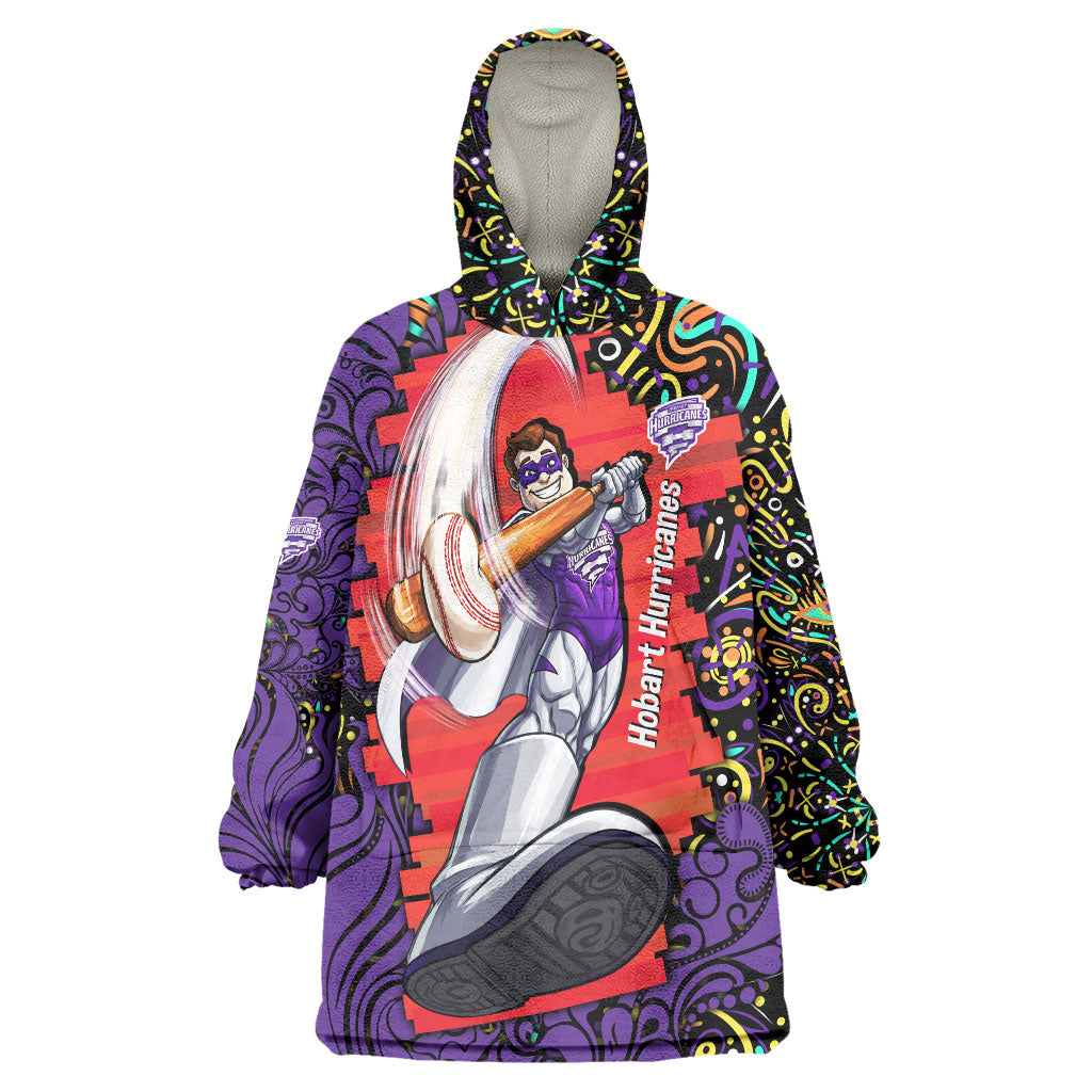 Personalized Hobart Hurricanes Cricket Wearable Blanket Hoodie Hippie Psychedelic Pattern Vibrant Mandala Art Style