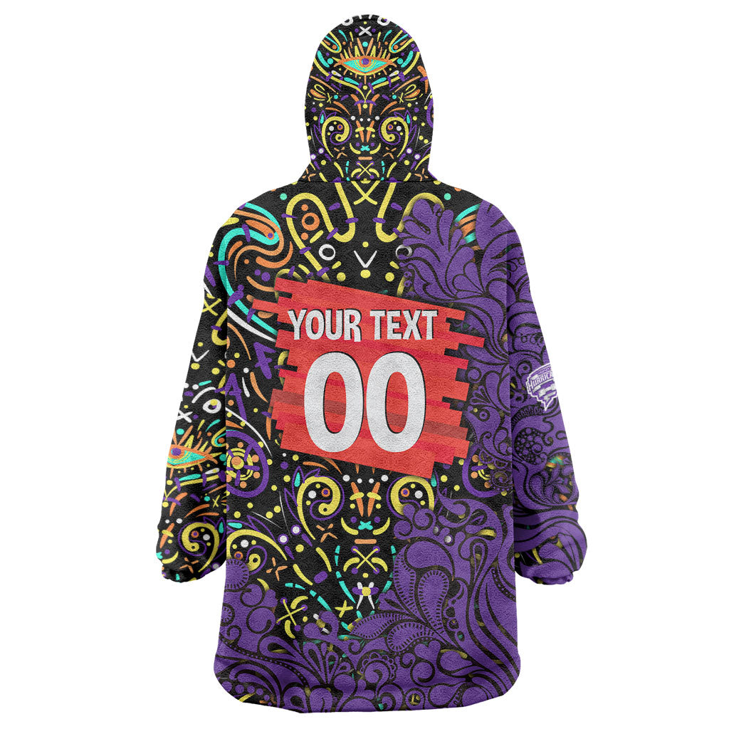 Personalized Hobart Hurricanes Cricket Wearable Blanket Hoodie Hippie Psychedelic Pattern Vibrant Mandala Art Style