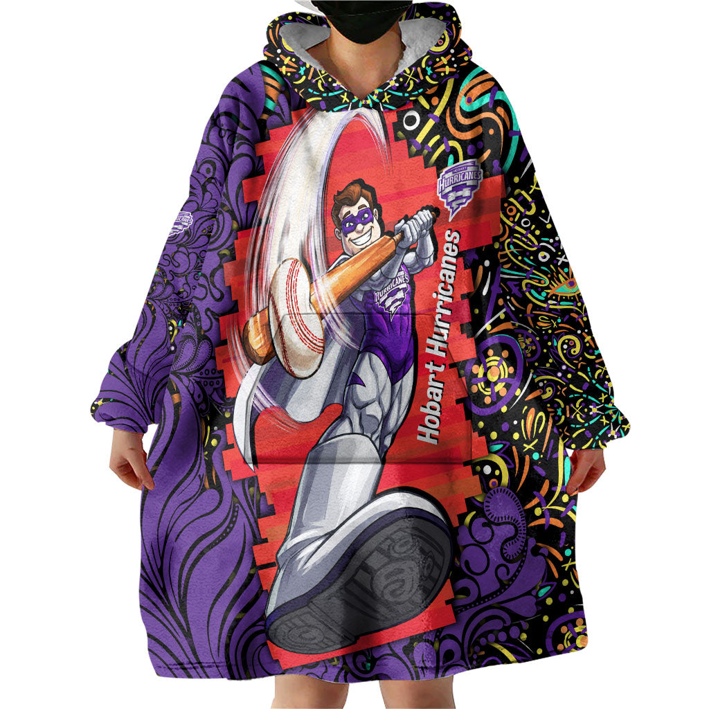 Personalized Hobart Hurricanes Cricket Wearable Blanket Hoodie Hippie Psychedelic Pattern Vibrant Mandala Art Style