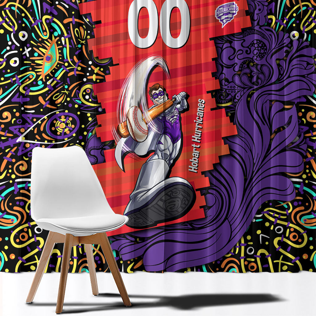 Personalized Hobart Hurricanes Cricket Window Curtain Hippie Psychedelic Pattern Vibrant Mandala Art Style