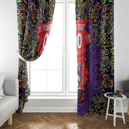 Personalized Hobart Hurricanes Cricket Window Curtain Hippie Psychedelic Pattern Vibrant Mandala Art Style