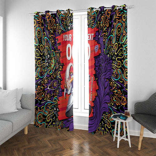 Personalized Hobart Hurricanes Cricket Window Curtain Hippie Psychedelic Pattern Vibrant Mandala Art Style