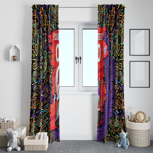 Personalized Hobart Hurricanes Cricket Window Curtain Hippie Psychedelic Pattern Vibrant Mandala Art Style