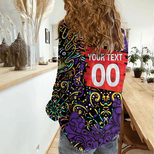 Personalized Hobart Hurricanes Cricket Women Casual Shirt Hippie Psychedelic Pattern Vibrant Mandala Art Style