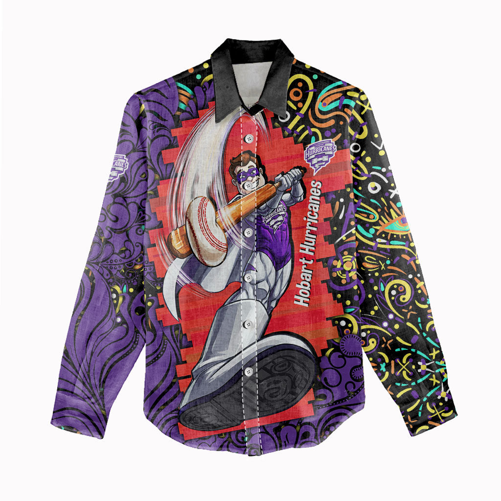 Personalized Hobart Hurricanes Cricket Women Casual Shirt Hippie Psychedelic Pattern Vibrant Mandala Art Style