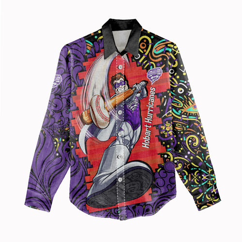 Personalized Hobart Hurricanes Cricket Women Casual Shirt Hippie Psychedelic Pattern Vibrant Mandala Art Style