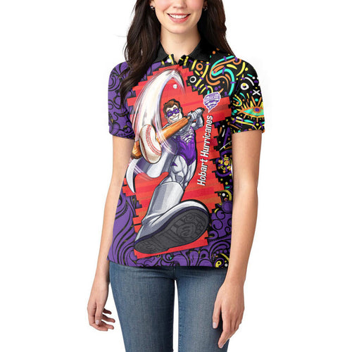 Personalized Hobart Hurricanes Cricket Women Polo Shirt Hippie Psychedelic Pattern Vibrant Mandala Art Style