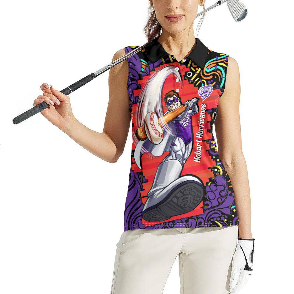 Personalized Hobart Hurricanes Cricket Women Sleeveless Polo Shirt Hippie Psychedelic Pattern Vibrant Mandala Art Style