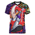 Personalized Hobart Hurricanes Cricket Women V-Neck T-Shirt Hippie Psychedelic Pattern Vibrant Mandala Art Style