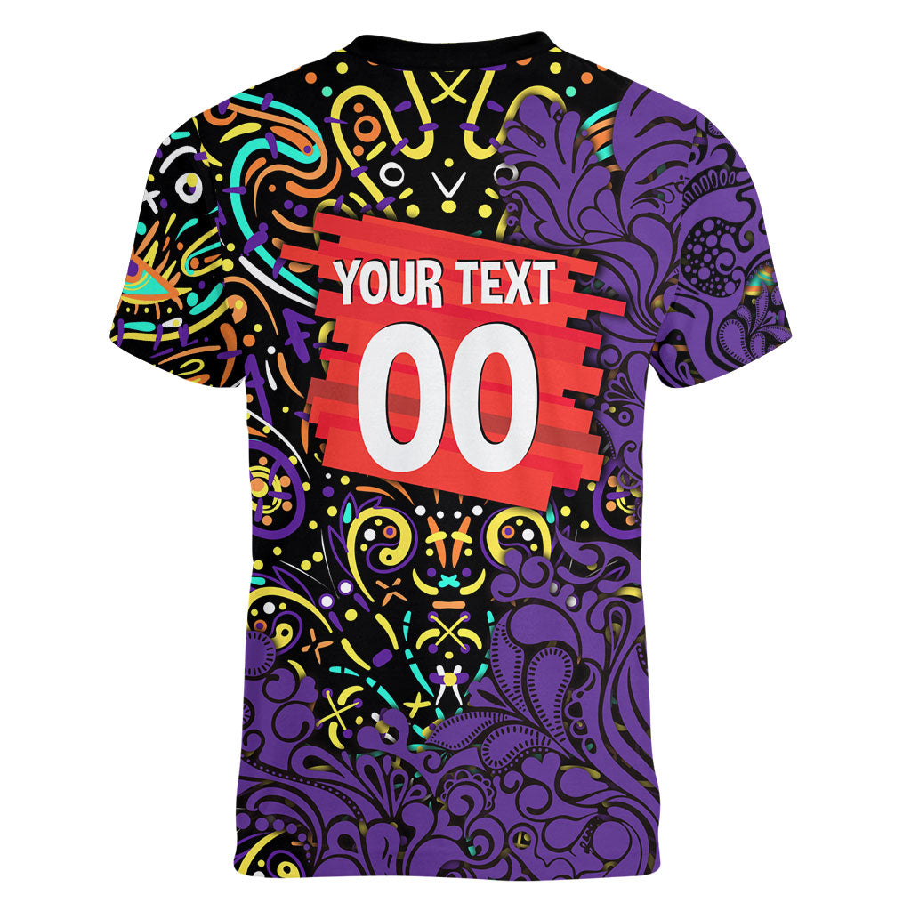 Personalized Hobart Hurricanes Cricket Women V-Neck T-Shirt Hippie Psychedelic Pattern Vibrant Mandala Art Style