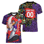 Personalized Hobart Hurricanes Cricket Women V-Neck T-Shirt Hippie Psychedelic Pattern Vibrant Mandala Art Style