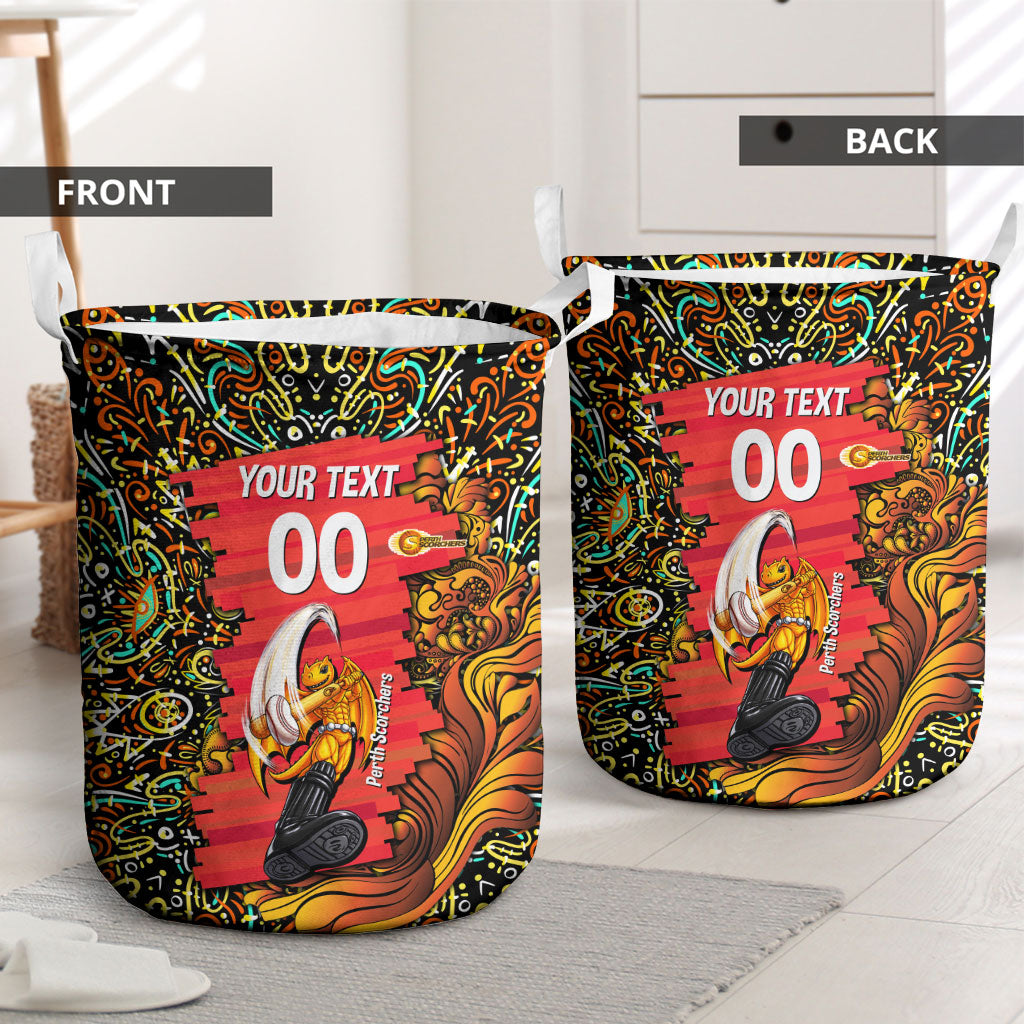 Personalized Perth Scorchers Cricket Laundry Basket Hippie Psychedelic Pattern Vibrant Mandala Art Style
