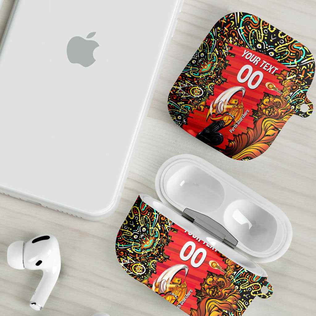 Personalized Perth Scorchers Cricket AirPods Case Hippie Psychedelic Pattern Vibrant Mandala Art Style