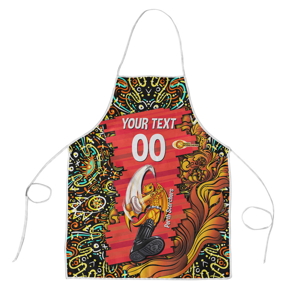 Personalized Perth Scorchers Cricket Apron Hippie Psychedelic Pattern Vibrant Mandala Art Style