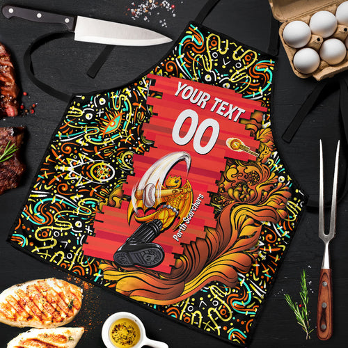 Personalized Perth Scorchers Cricket Apron Hippie Psychedelic Pattern Vibrant Mandala Art Style