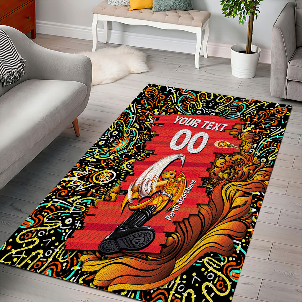 Personalized Perth Scorchers Cricket Area Rug Hippie Psychedelic Pattern Vibrant Mandala Art Style