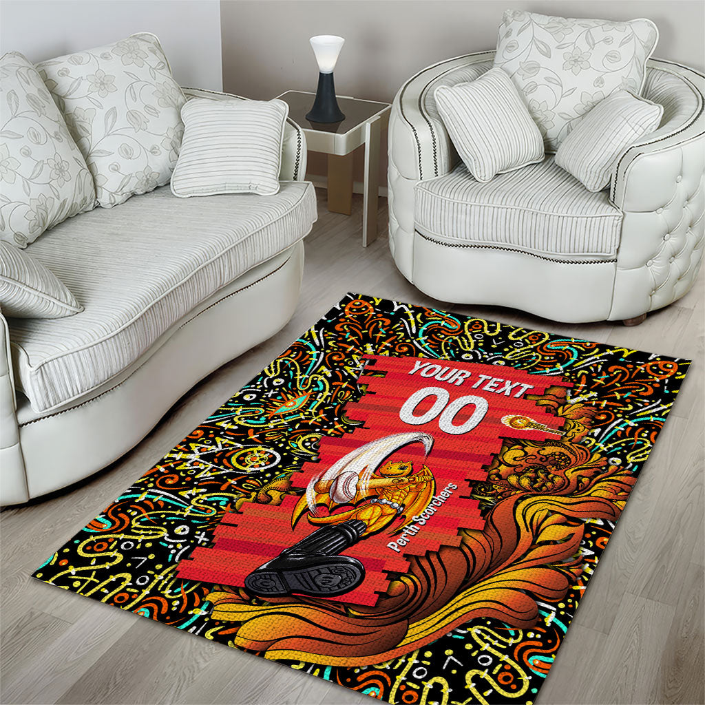 Personalized Perth Scorchers Cricket Area Rug Hippie Psychedelic Pattern Vibrant Mandala Art Style